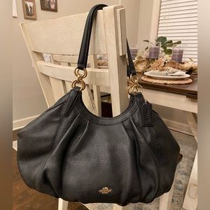 Black Leather Coach Shoulder Purse EUC